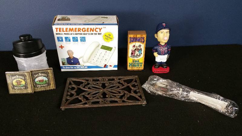lot 127 image: Jack Daniels Coasters, Trivet, Telemergency Phone, More