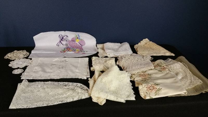 lot 133 image: Group of Fancy Dollies, Cloths, Etc.