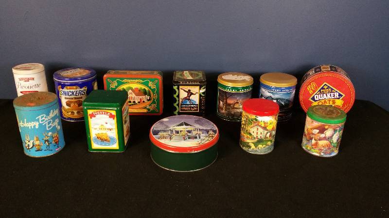 lot 151 image: Large Group of Collectible Metal Canisters