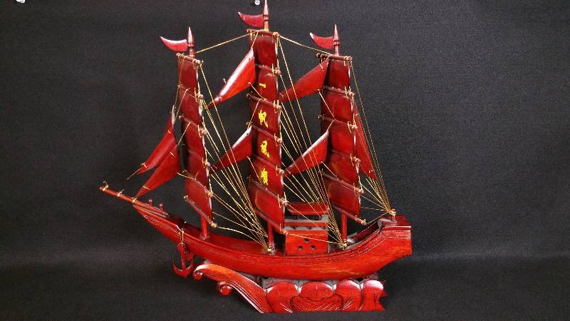 lot 58 image: Larger Asian Carved Wood Ship