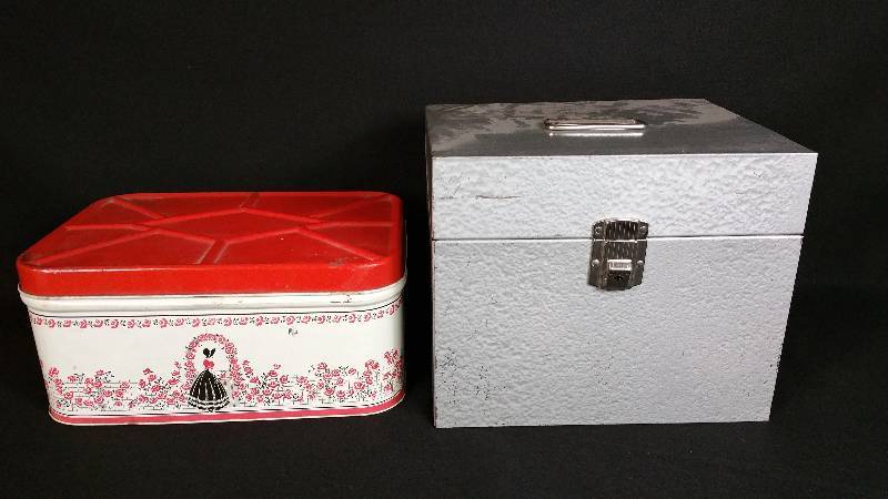 lot 60 image: (2) Vintage Metal Containers