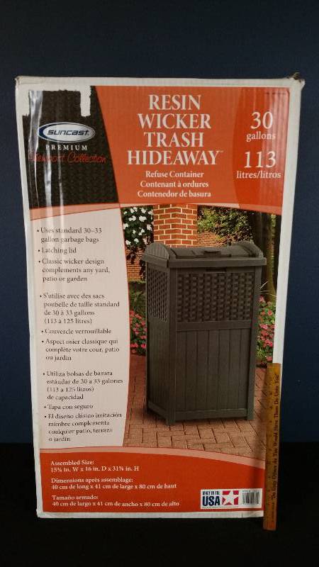 lot 102 image: Resin Wicker Trash Hideaway 30 Gallons
