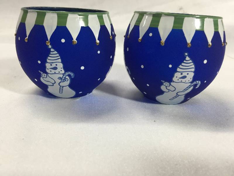 2 - Snowman Candle Holders