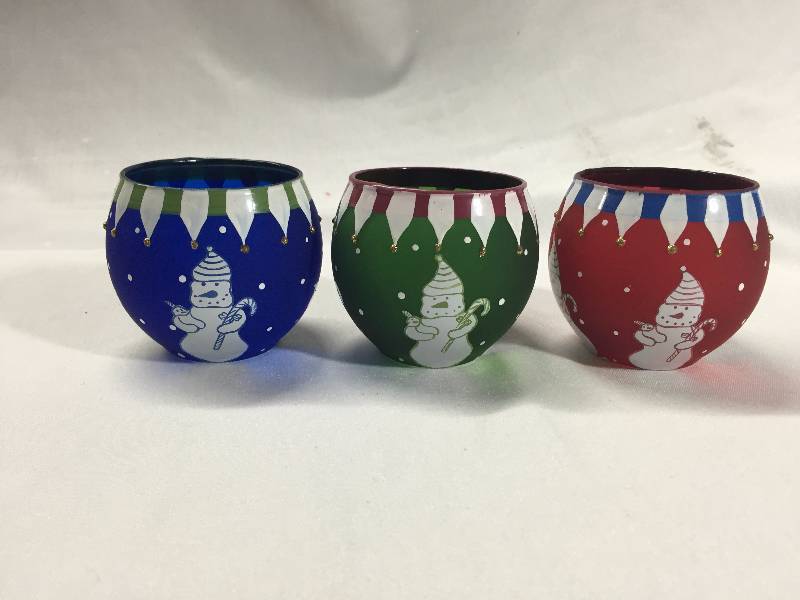 3 - Snowman Candle Holders