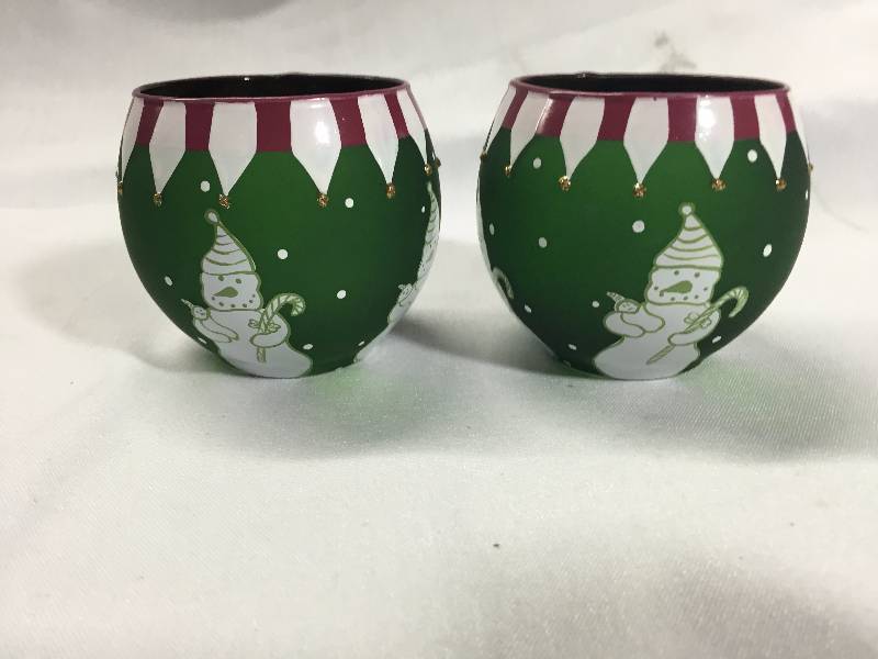 2 - Snowman Candle Holders
