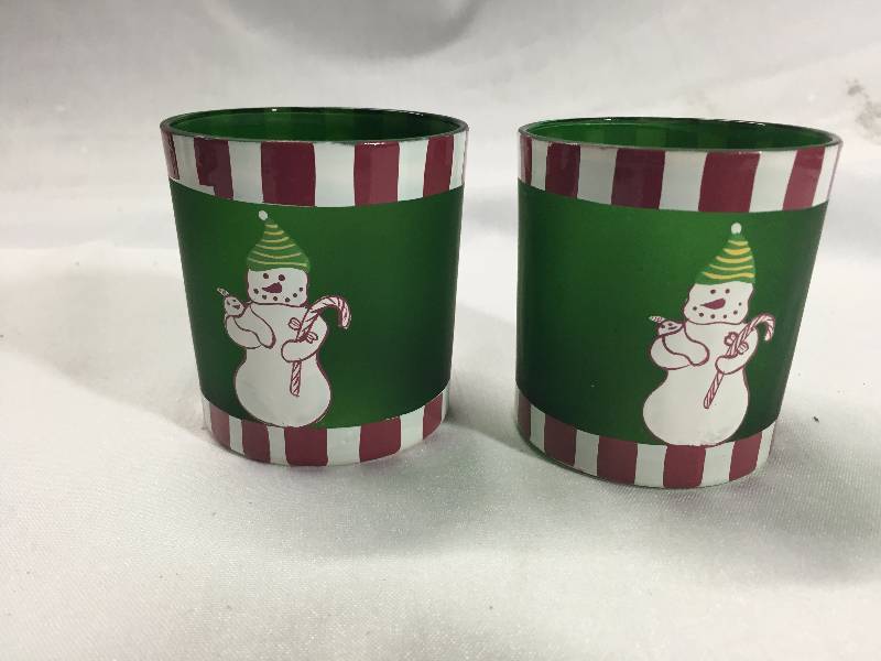 2 - Snowman Candle Holders