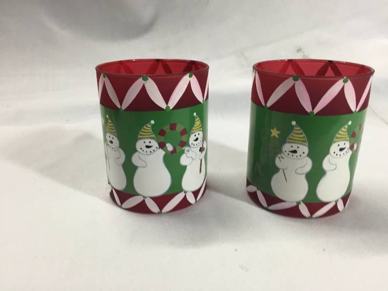 2 - Snowman Candle Holders