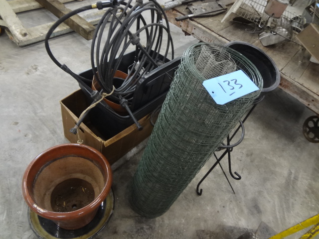 Fence, Metal Pot Stands,Pots, Tool Rack