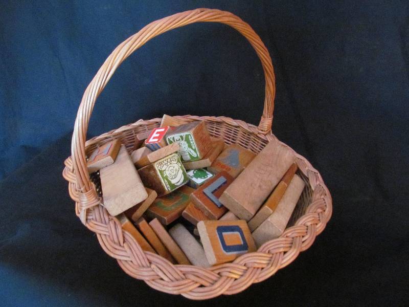 Box of Vintage Toy Block