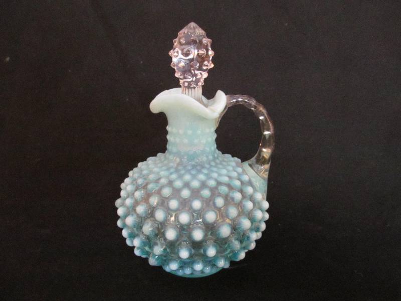 Blue Hobnail Glass Bottle