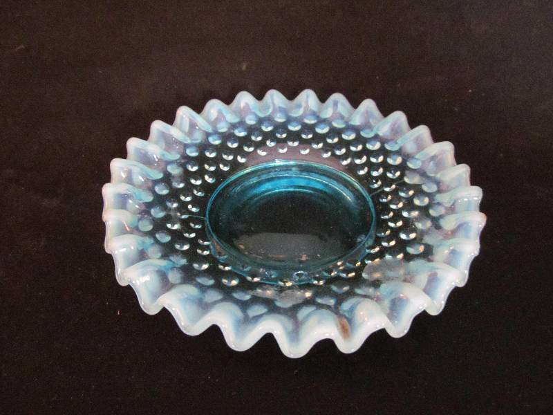 Blue Hobnail Glass Small Plate