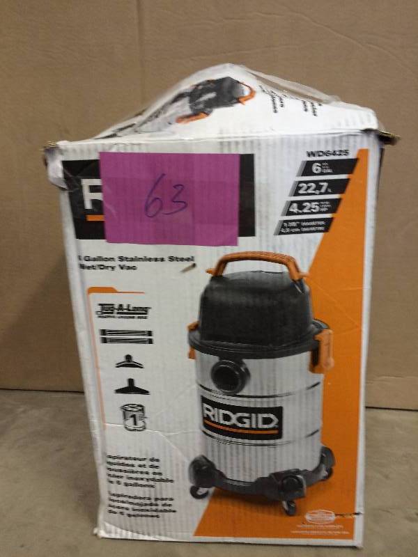 Ridgid WD6425 wetDry vac Tested works