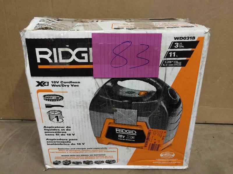 Ridgid WD0318 - WetDry Vac 3 Gal tested works
