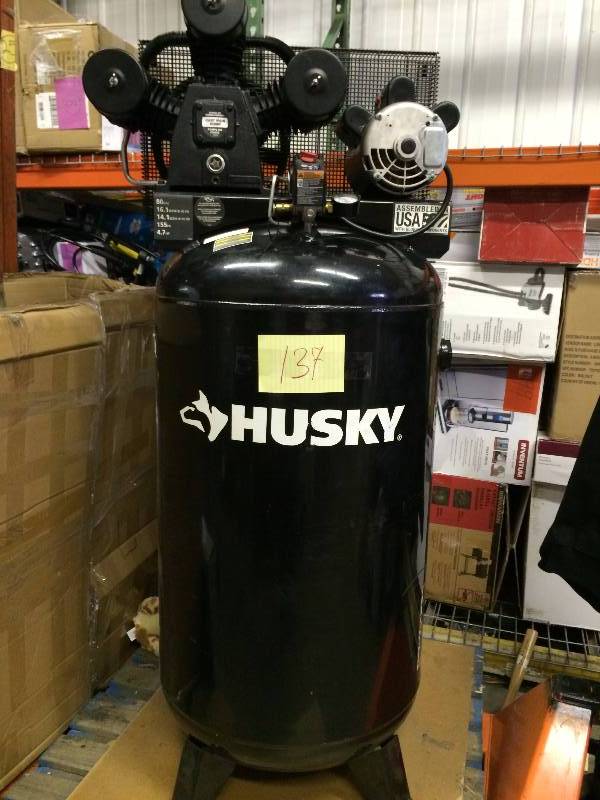 Husky 80 gal. 3 Cylinder Single Stage Electric Air Compressor Model C801H in like New condition