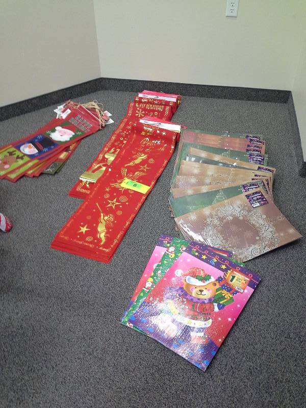 Various Christmas banners and gift boxes