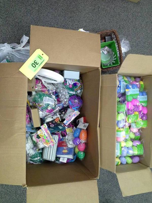 Assortment of Easter decorations and supplies