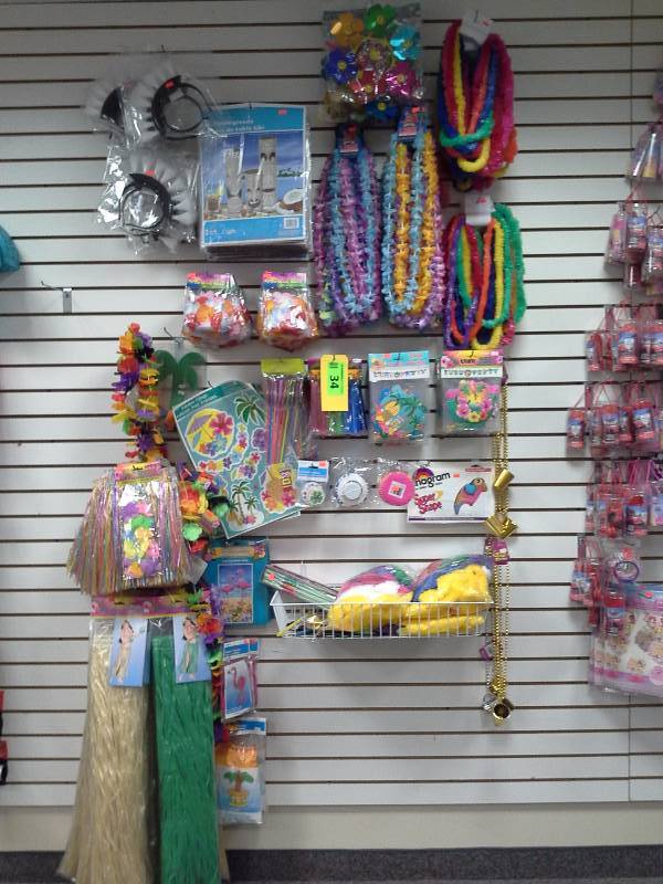 Tropical themed decorations and toys