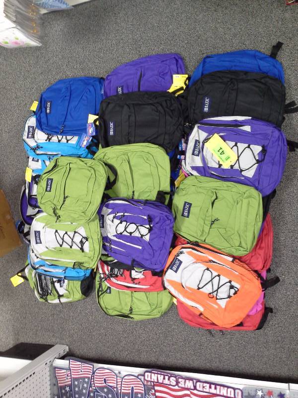 Large quantity of new backpacks