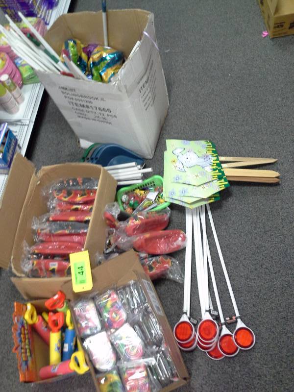 Assortment of childrens toys and inflatable balls