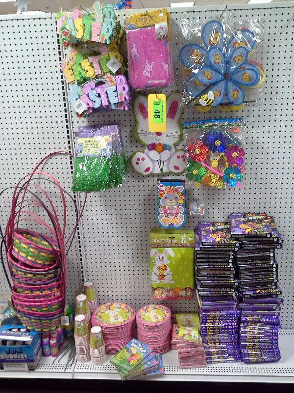 Assortment of Easter decorations and egg decorating kits