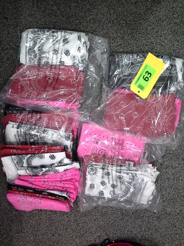 Large quantity of new bandannas, various colors
