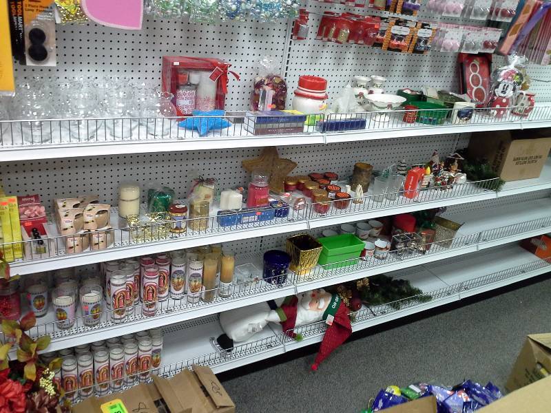 Miscellaneous assortment of candles, decorations