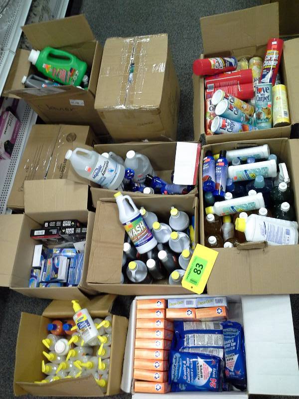 Large assortment of cleaners, carpet deodorizers, other items