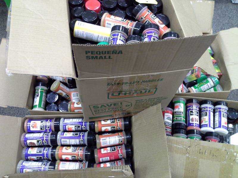 Five large boxes of various spices, new
