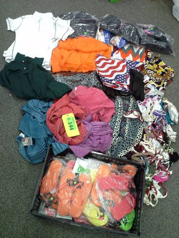 Assortment of womens clothing, flip-flops, undergarments