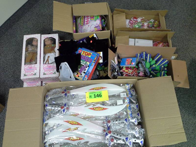 Assortment of toys, swords, dolls