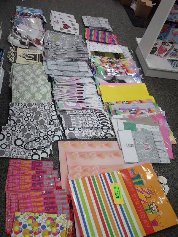 Various styles of gift bags