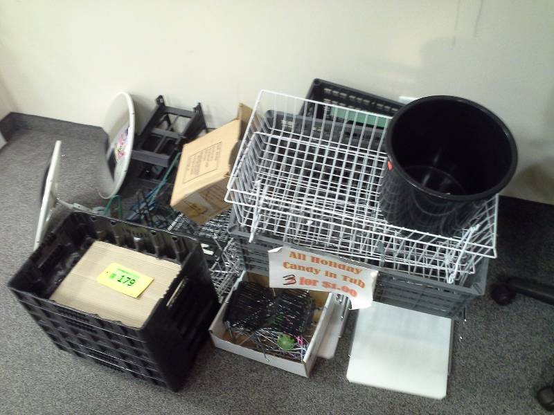 Assorted retail display items, security mirrors