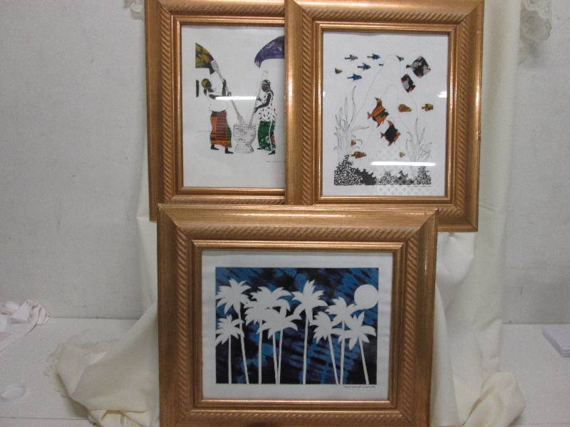 Framed Art Lot of 3 18x21 gold tone...