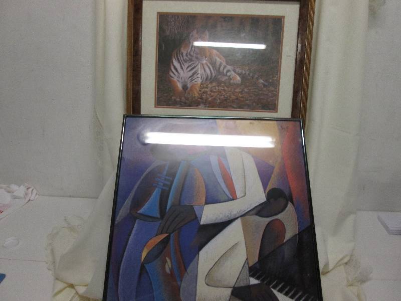 Lot of 2 framed art 23x20 Abstract...