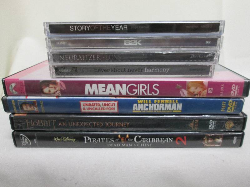 4 music CDs, 4 movie DVDs see pic...
