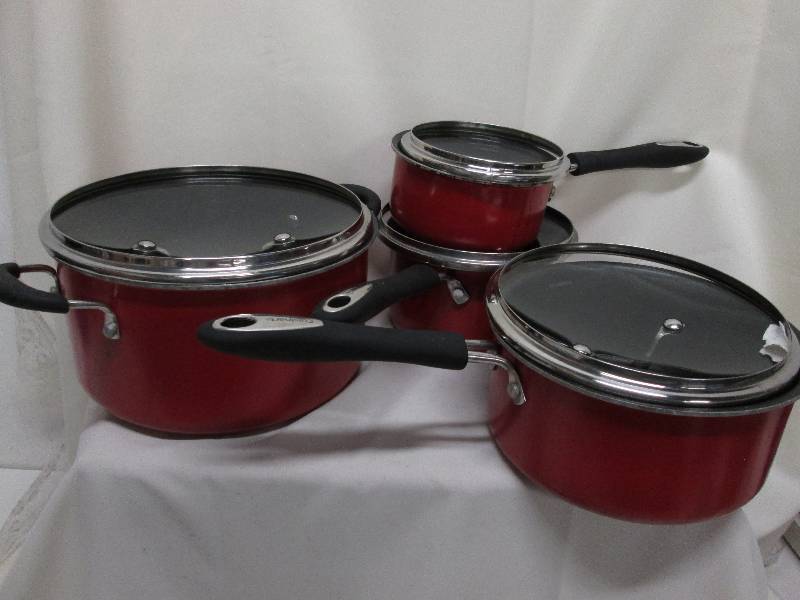 Red Cuisinart nonstick cookware set...