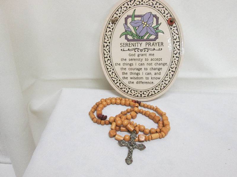 Serenity Prayer plaque, Cross neckl...
