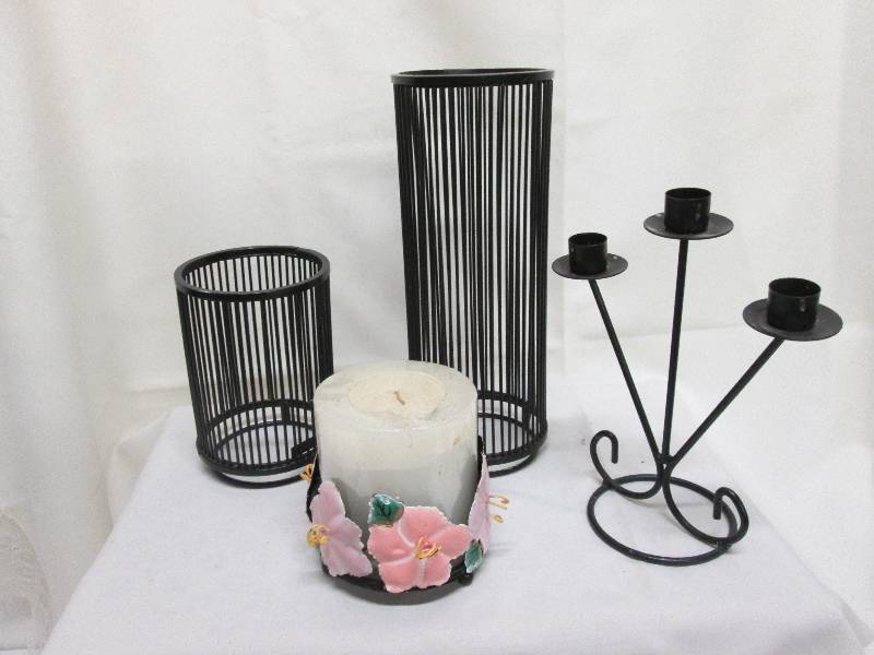 Set of 4 black metal accent dcor ...