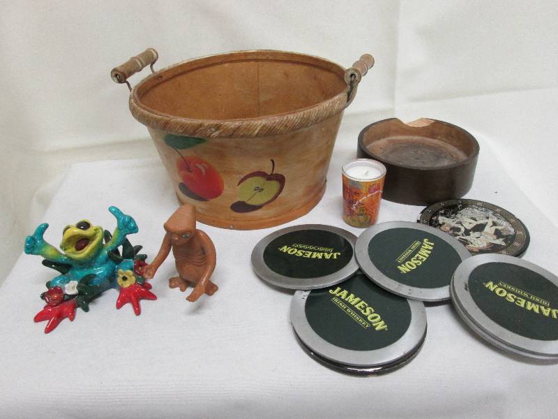 Jameson coasters, basket, misc...
