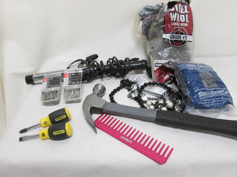Mixed lot Curling iron, Hammer, St...