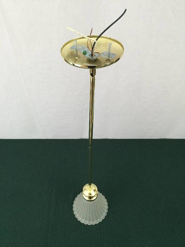 Ceiling Mount Polished Brass 1 Light Mini Pendant Lamp with Holophane Frosted Glass Shade - Works