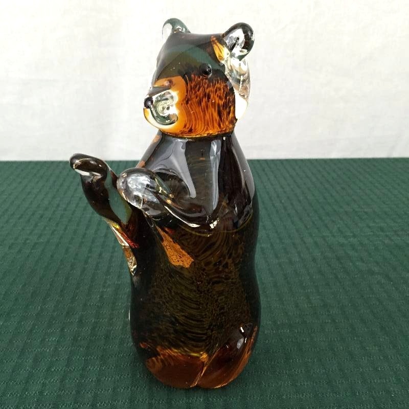 Murano Style Heavy (almost 5lbs) Large 10 Solid Art Blown Glass Speckled Brown Bear Wild Animal Figure - Excellent