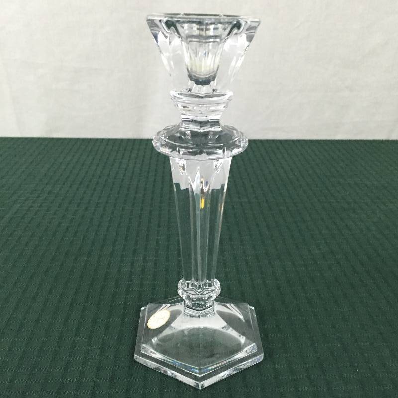 Stunningly Gorgeous Vintage Romanian Crystal Clear Company Hand Crafted Crystal Large & Heavy Pillar Candlesticks Candle Holders - Excellent - No Chips