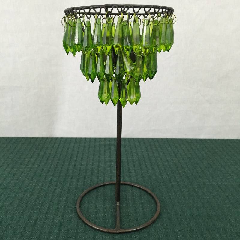 Sexy Boudoir Retro Groovy Chic Hanging Emerald Green Beaded Votive Candle Holder