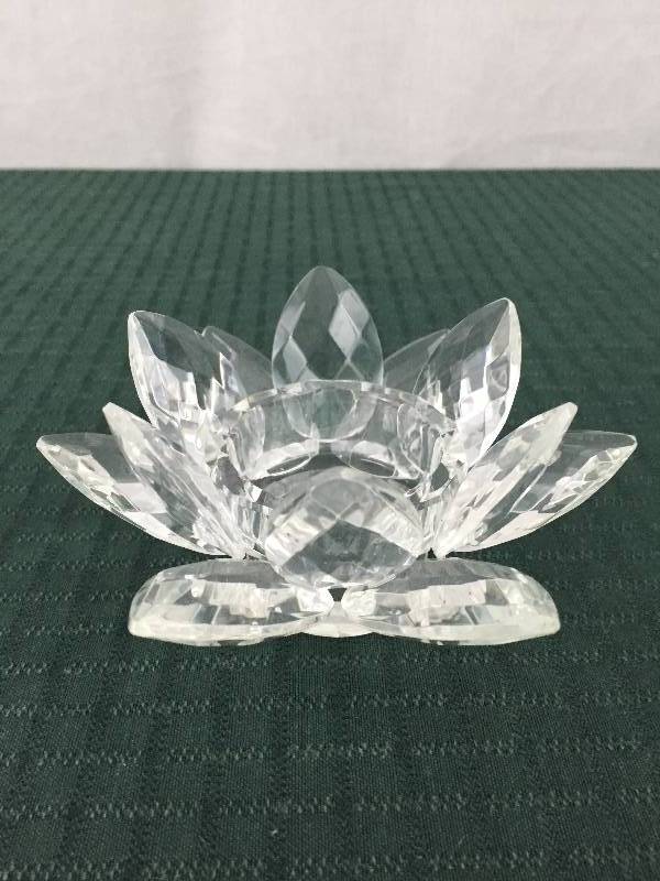 Beautiful Godinger Light Crystal Lotus Candle Holder Wedding Crystal Decor