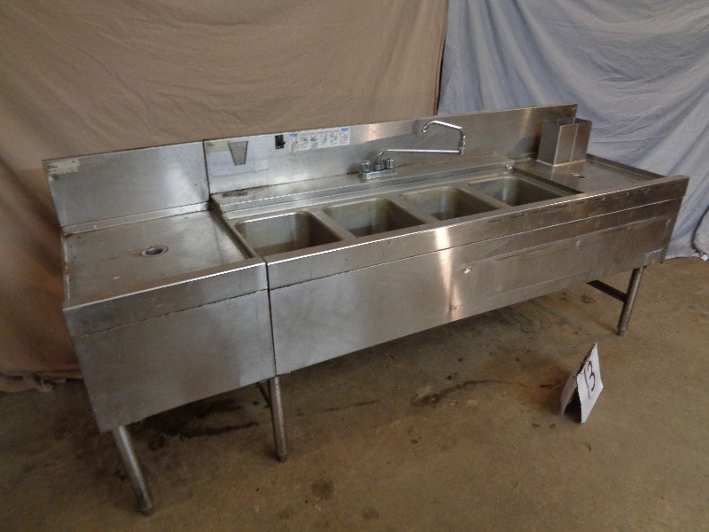 Glas Tender 4 Compartment Bar Sink and Drain Board
