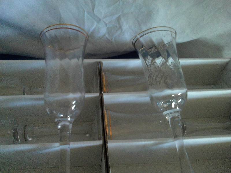 6 long stemmed flute glasses
