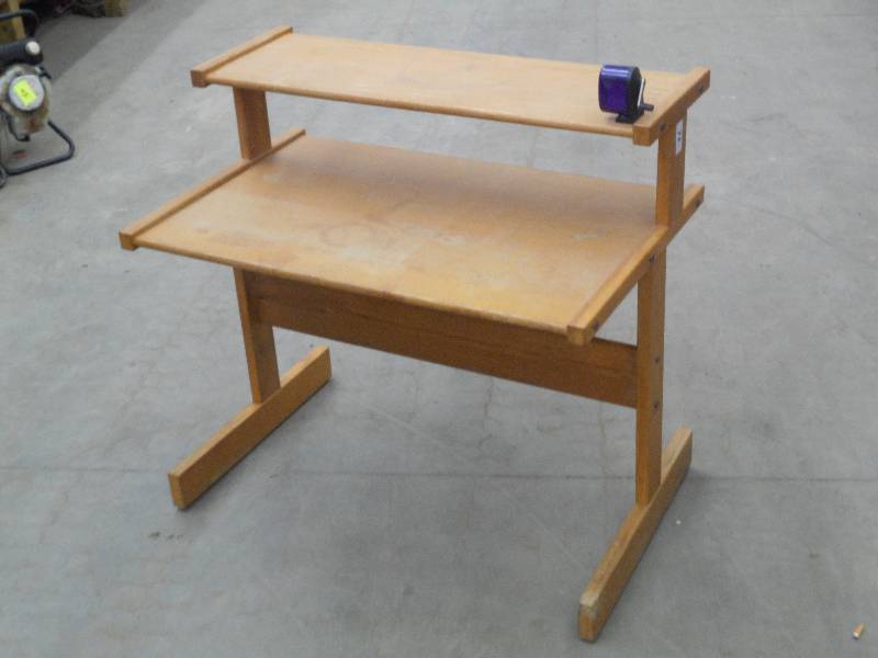 Vintage 2-Level Wooden Desk ...