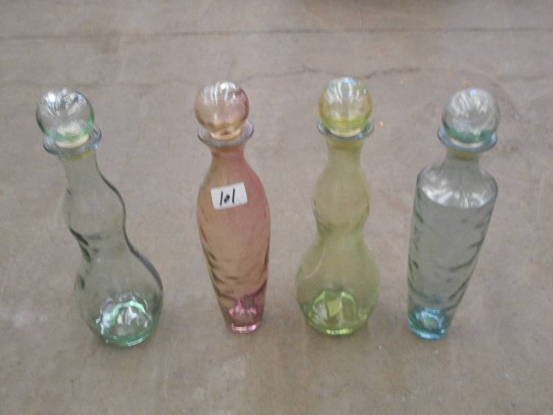 (4) 18 Glass Bottles With Cork-Plu...