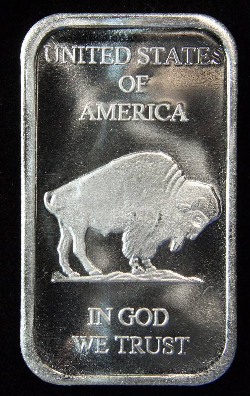 1 TROY OZ. .999 FINE SILVER BAR INDIAN BUFFALO DESIGN